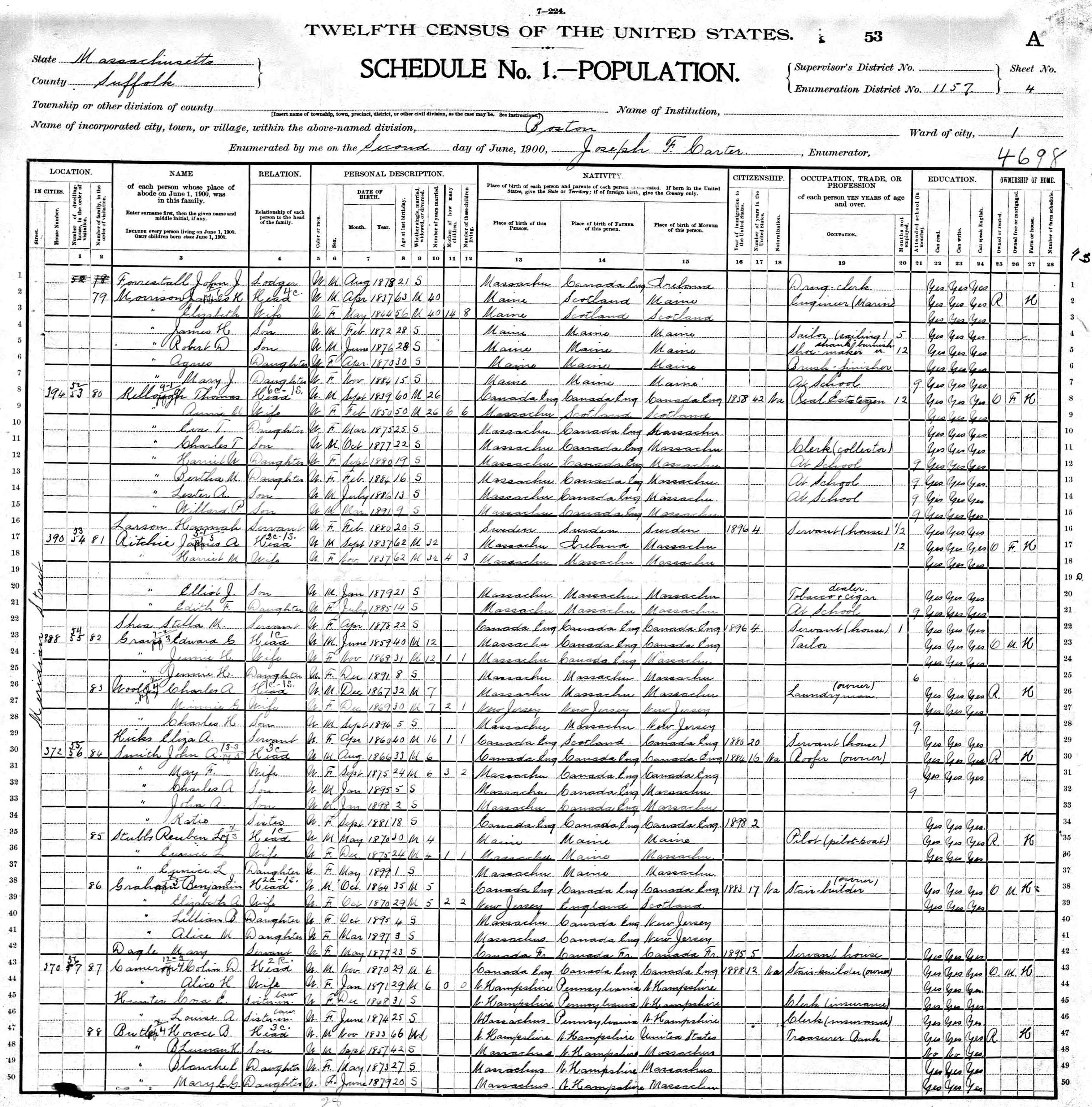 Image of a 1900 census page