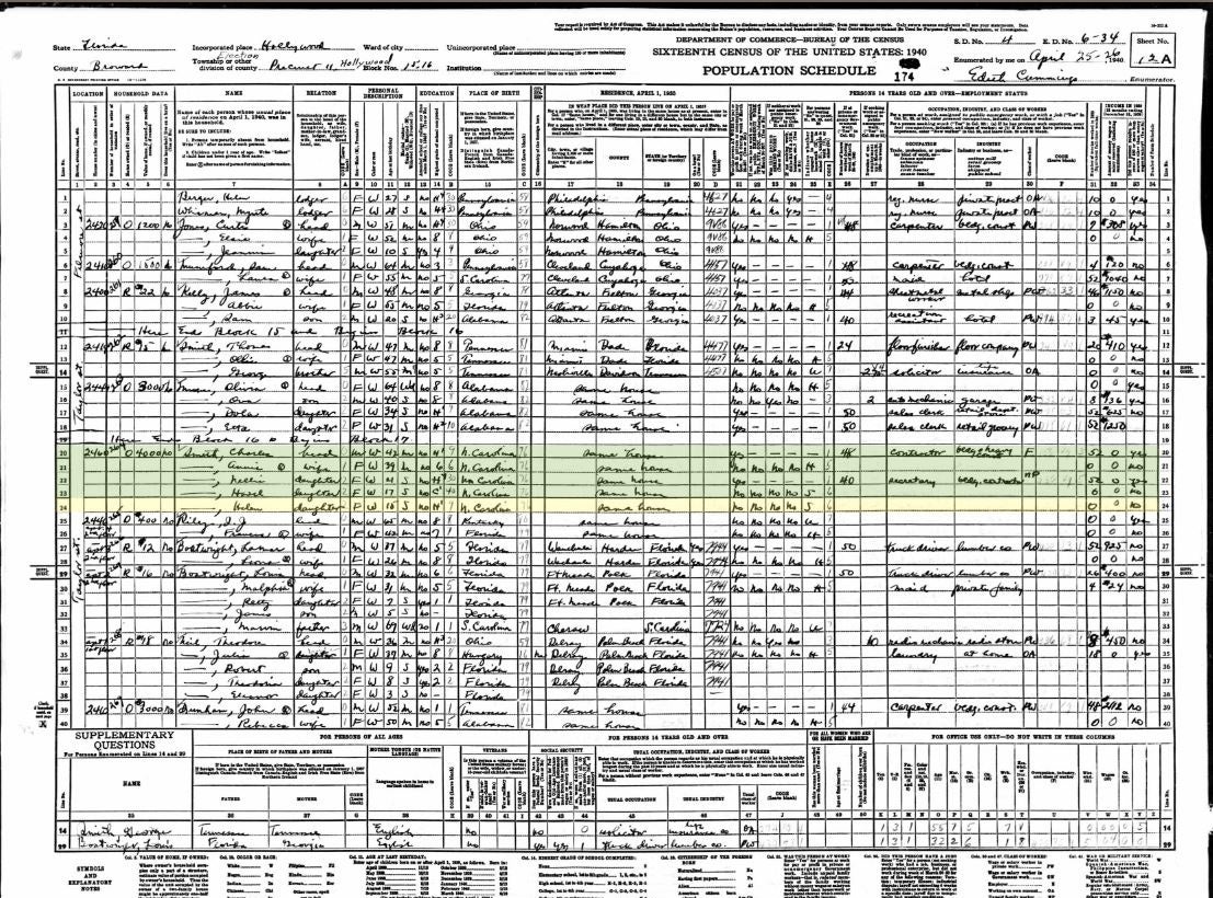 Image of a 1940 census page