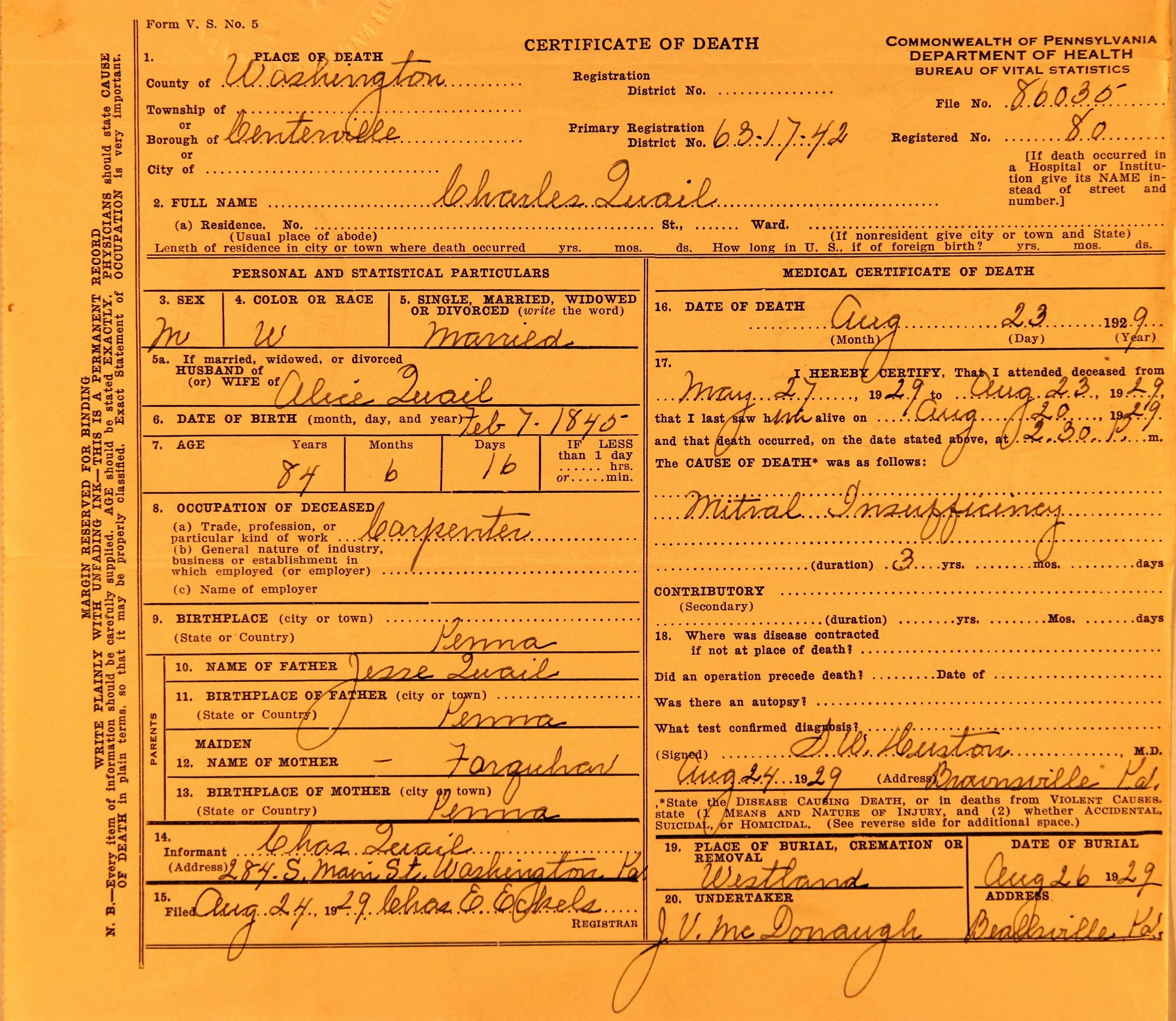 Recruit's death certificate used as documentation for ending a recruit's pension