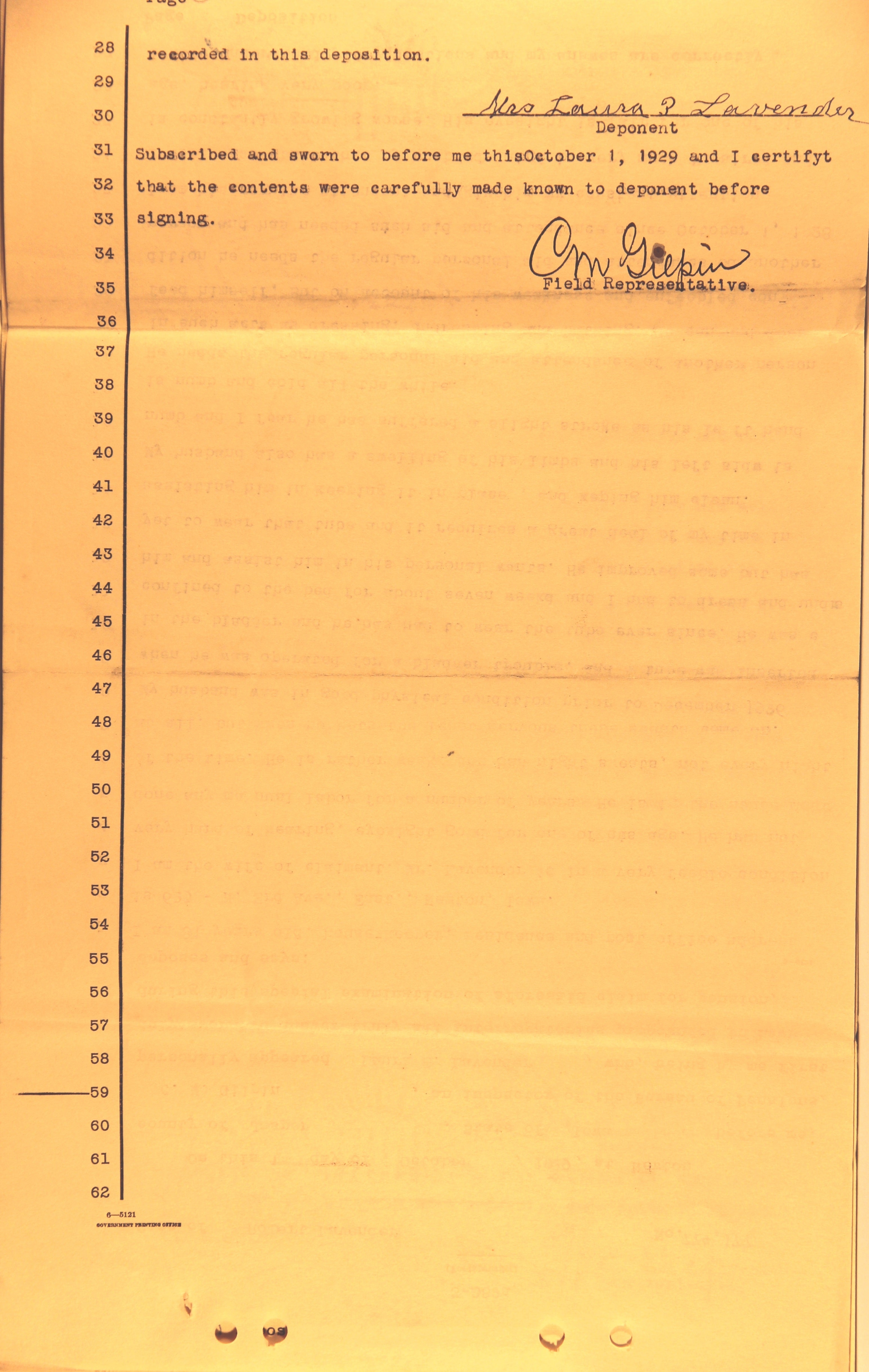 Second page of the depositions accompanying a recruit's pension application