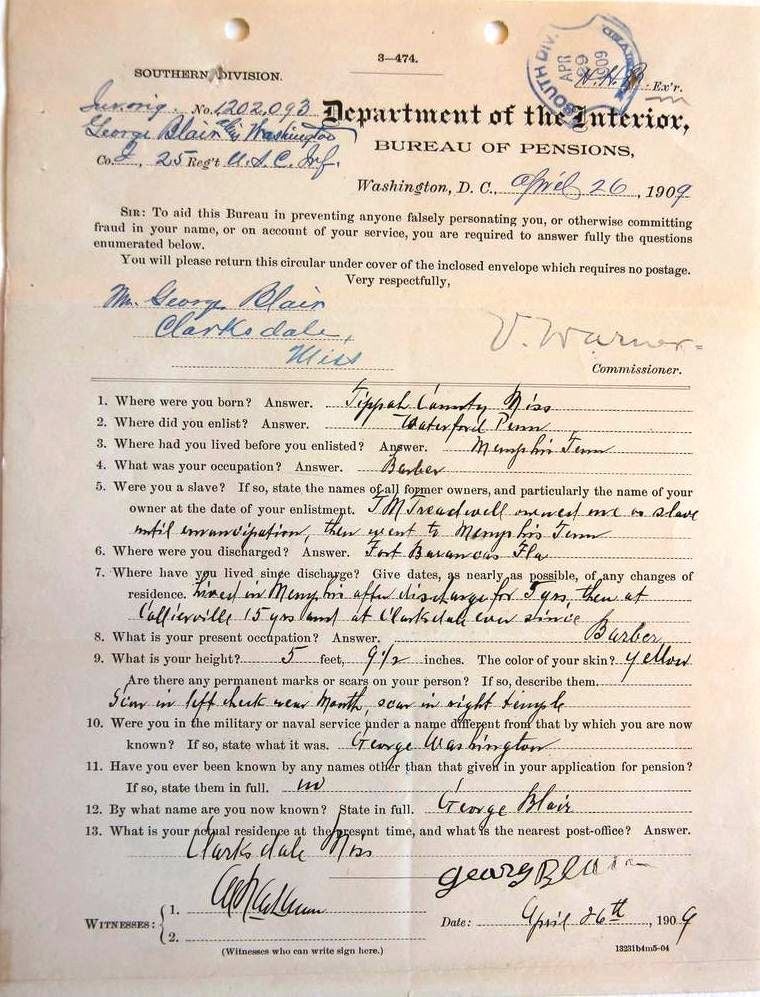 Example of a slave circular from a USCT recruit's pension application