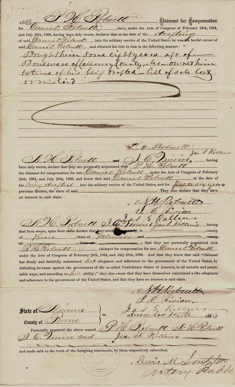 Image of a claim for compensation for an enlisted slave, page 2