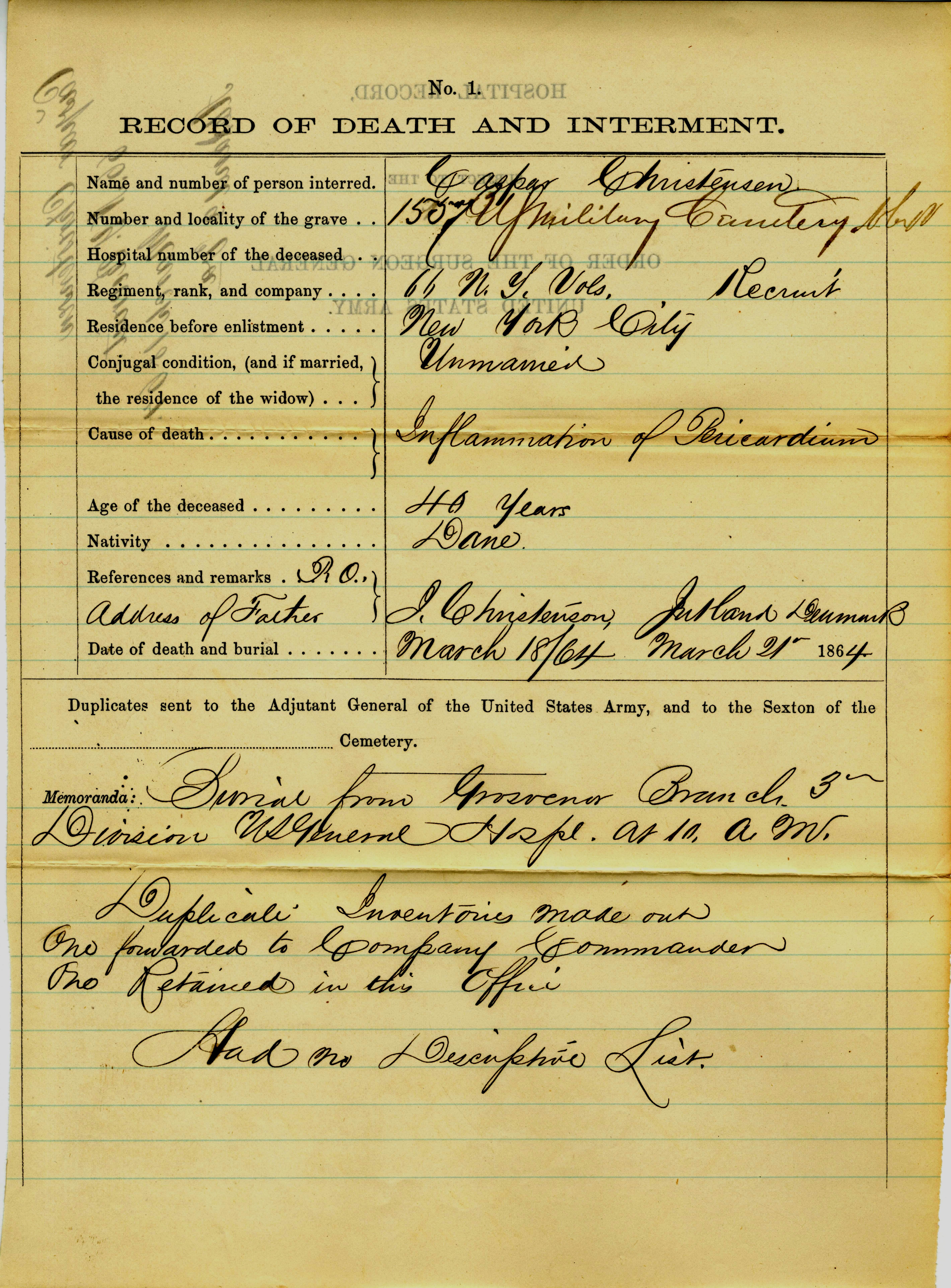 Image of a death and interment record