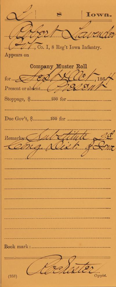 Image of a muster roll card