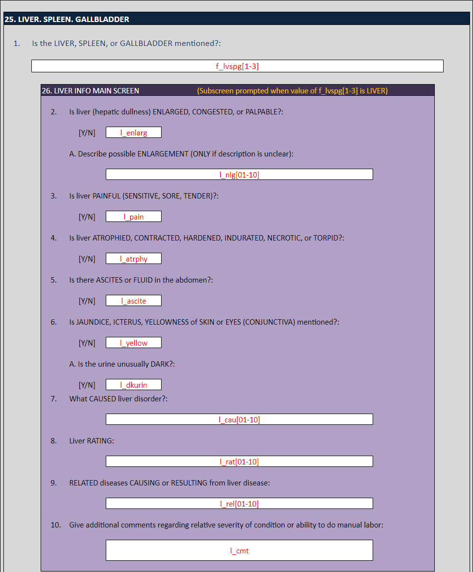 Image of the Union Army Data liver data entry screen