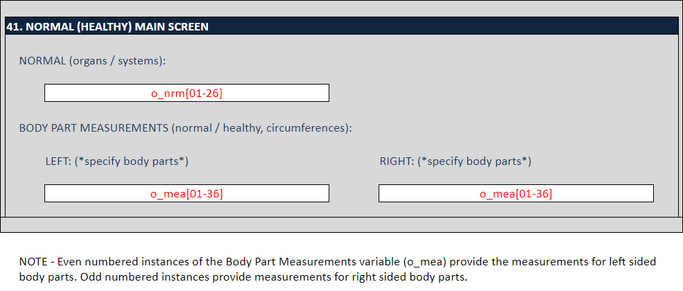 Image of the Union Army Data normal health data entry screen