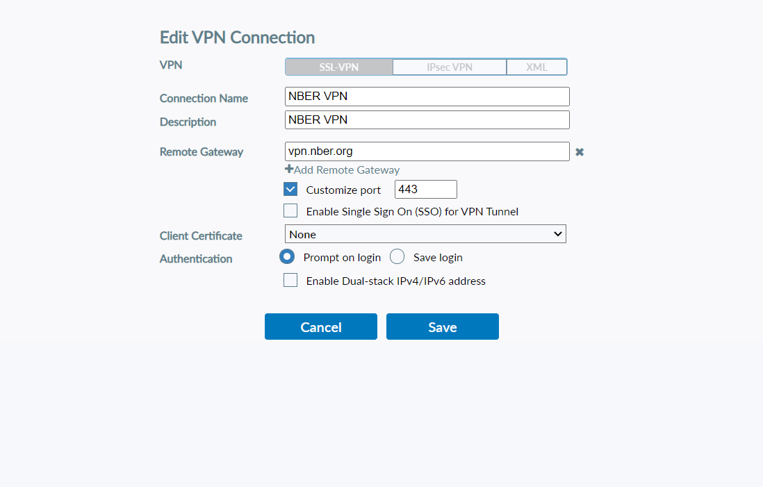 macOS VPN Configuration | NBER